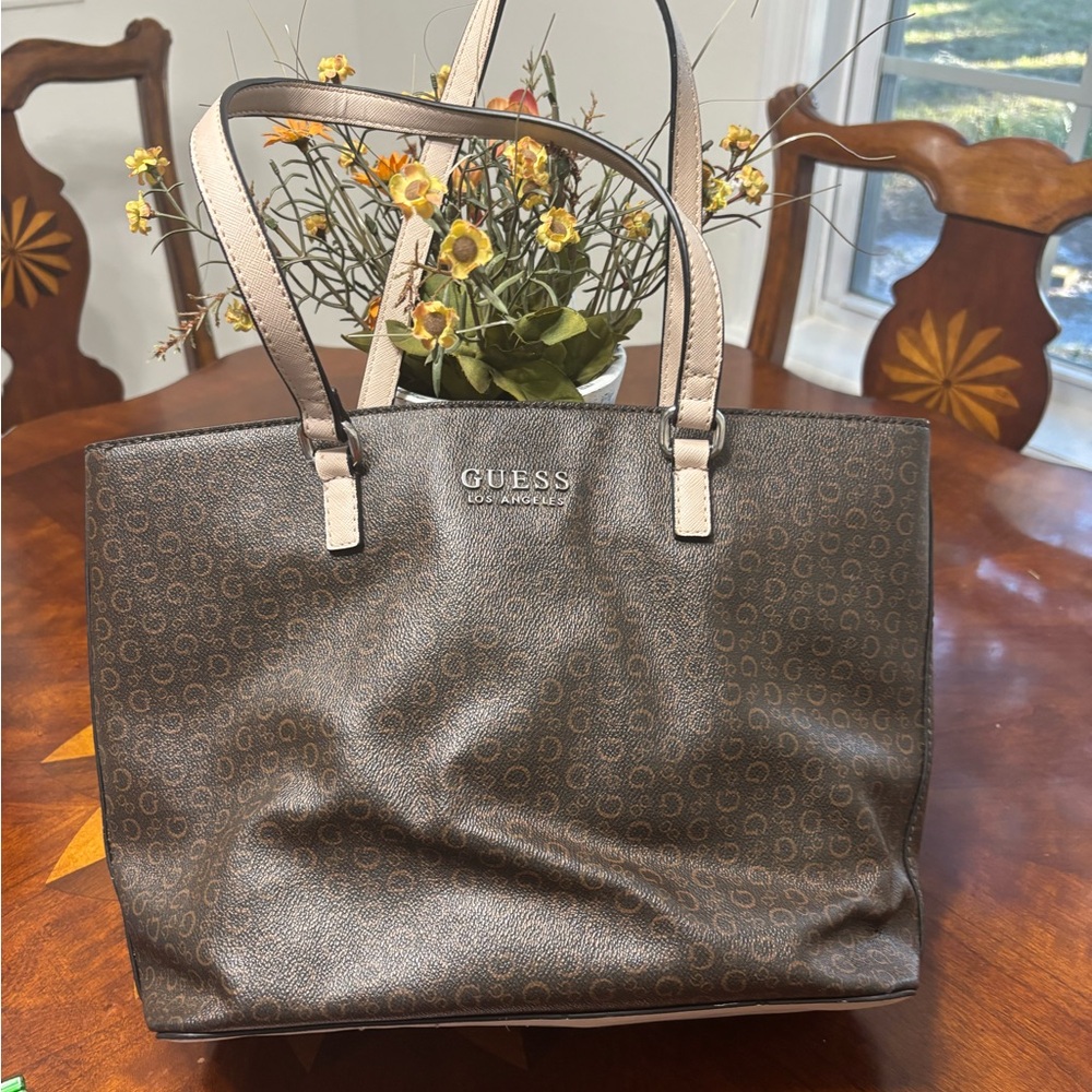 GUESS Dark Brown Monogram Tote